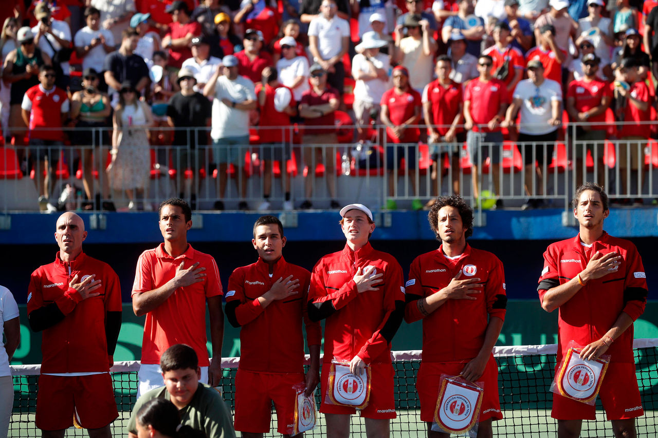 Tenis, Chile vs Peru. Copa Davis 2023. Chile contra Peru durante el partido de la Copa Davis disputado en el Court Central Anita Lizana de Santiago, Chile. 03/02/2024 Jonnathan Oyarzun/Photosport Tennis, Chile vs Peru. 2023 Davis Cup. Chile against Peru during Davis Cup at the Court Central Anita Lizana in Santiago, Chile. 03/02/2024 Jonnathan Oyarzun/Photosport Chile vs Peru, Copa Davis 2024