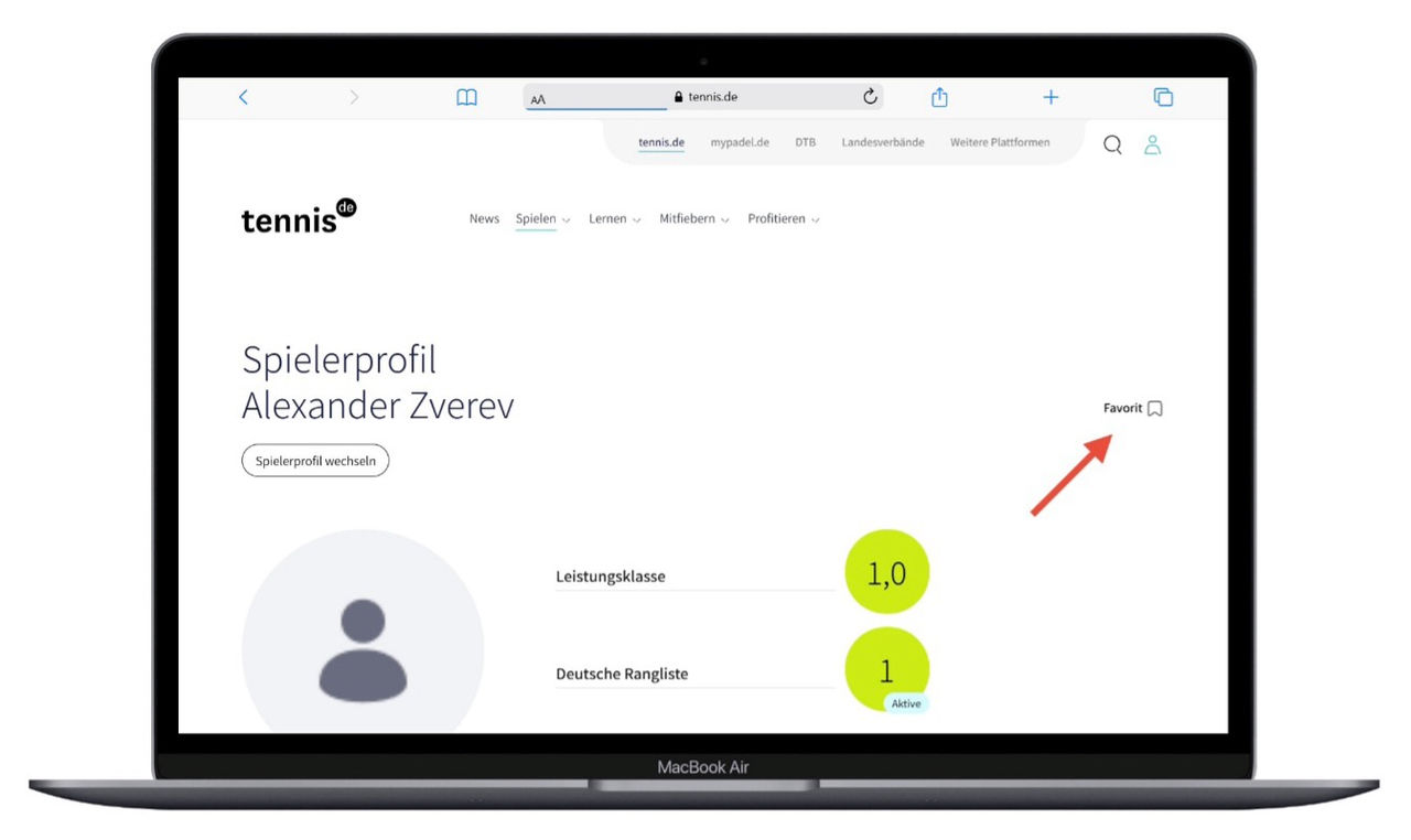 Hier findest du das Fähnchensymbol, um deine Spielerfavorit:innen zu speichern!