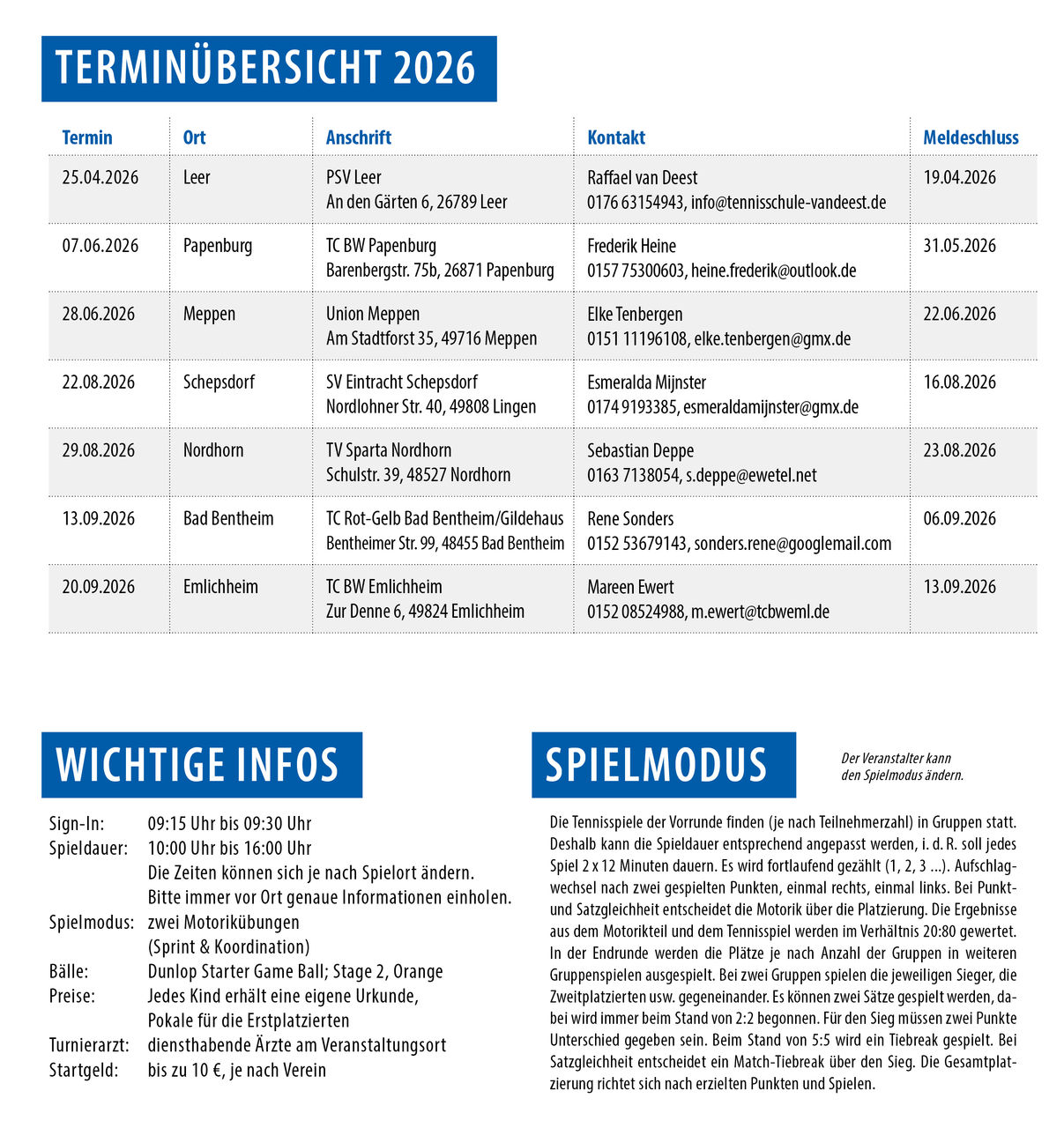 Flyer der GH-Pokaltour, Innenansicht