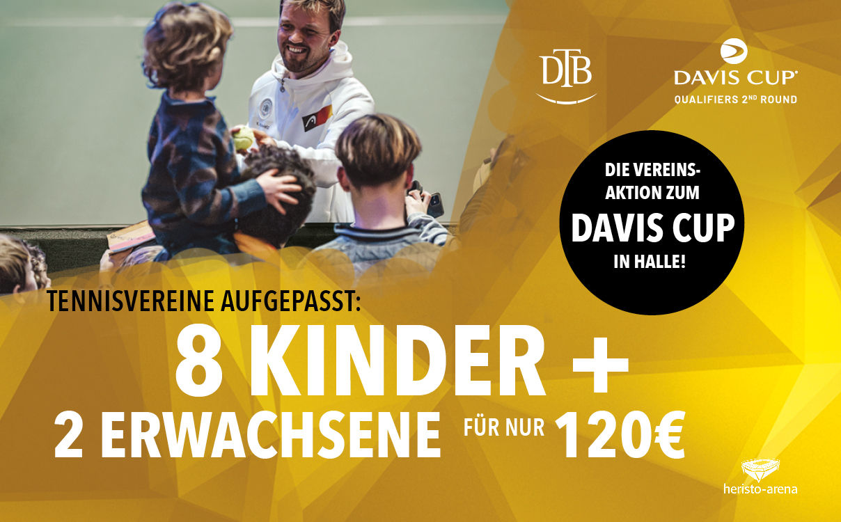 8 Kinder, 2 Erwachsene, 120 Euro: Das Vereinsangebot für den Davis Cup in Halle 