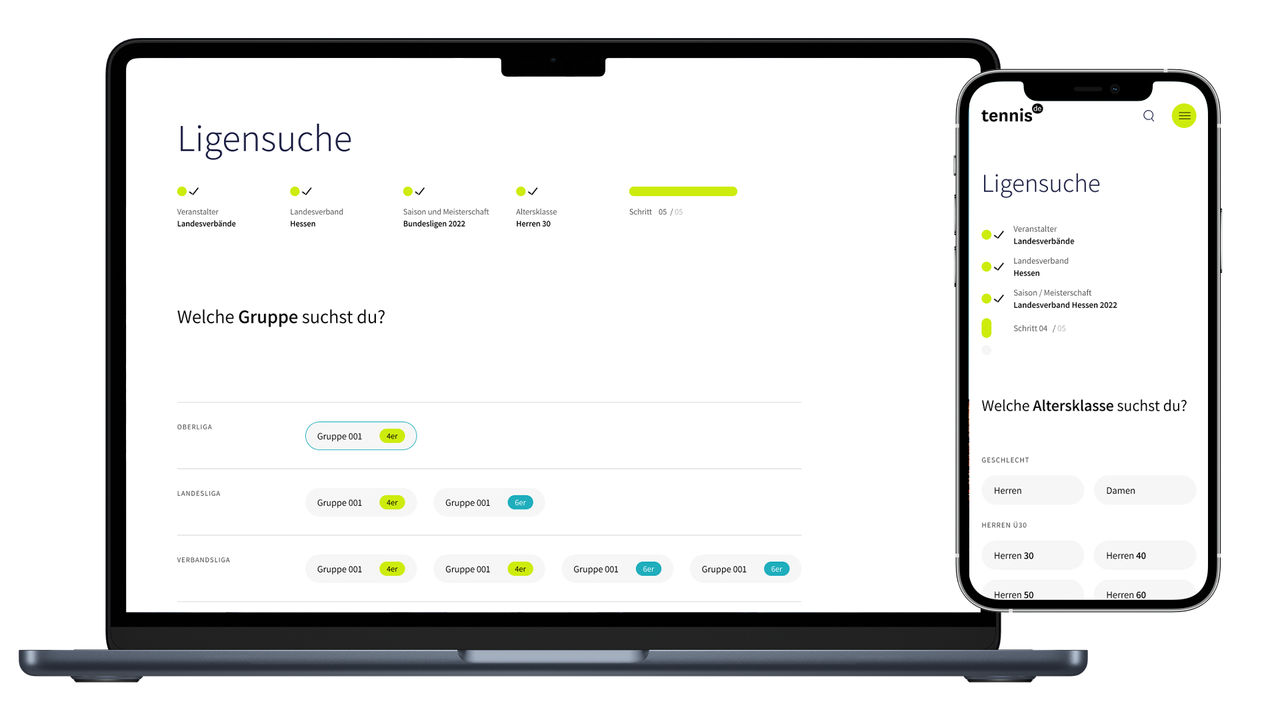 tennis.de Ligensuche Mockup