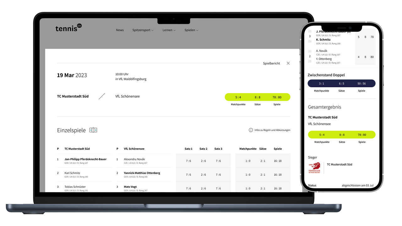 tennis.de Spielbericht Mockup