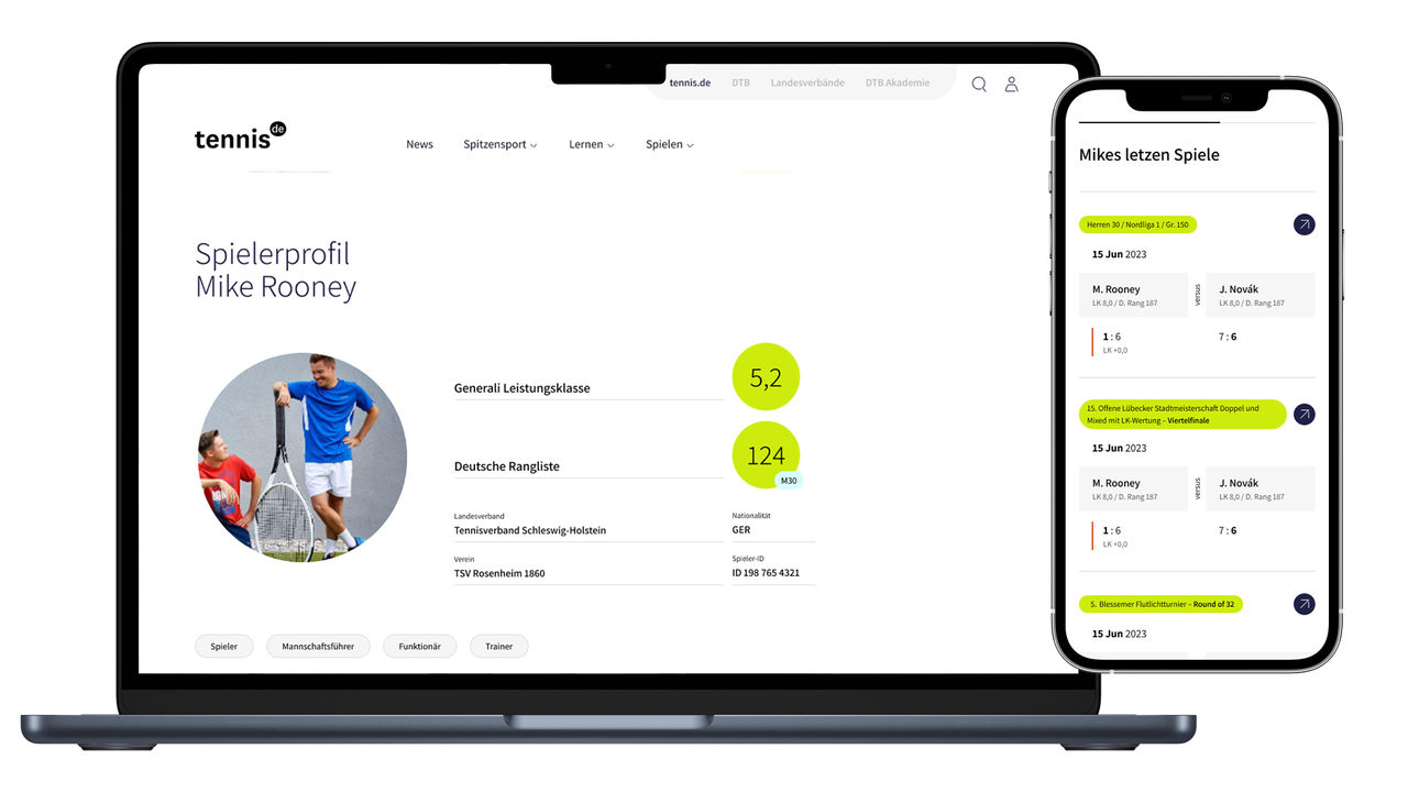 tennis.de Spielerprofil Mockup