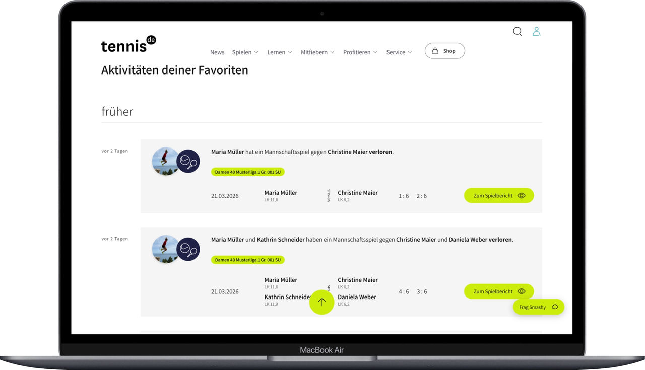 Aktivitätenfeed tennis.de