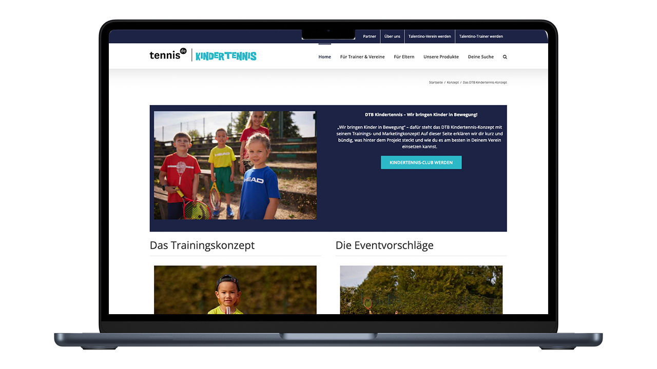 Laptop mit Talentinos Website