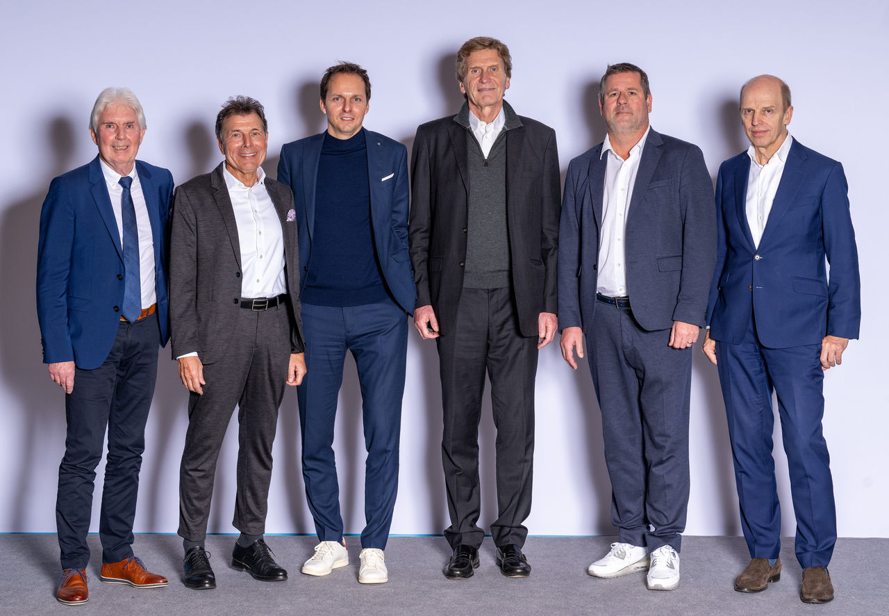 Das neue DTB-Präsidium: Robert Hampe, Helmut Schmidbauer, Dr. Sebastian Projahn, Dietloff von Arnim, Jan Hanelt, Dr. Matthias von Rönn