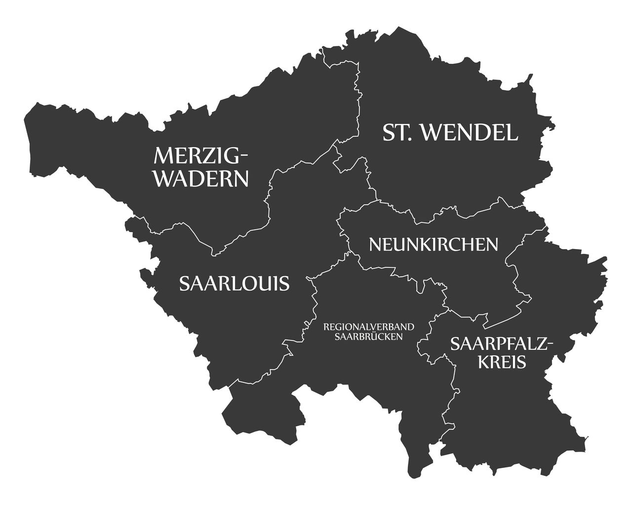 Saarlandkarte mit Landkreisen 