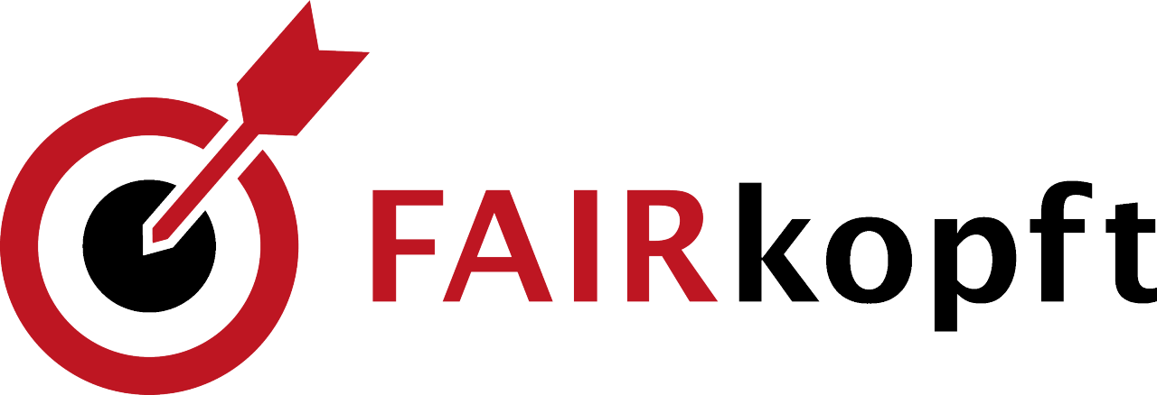 Logo mit Zielscheibe und einem Schriftzug FAIRkopft