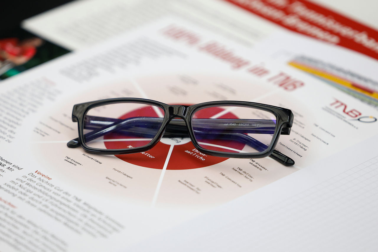 Brille auf Strategieheft