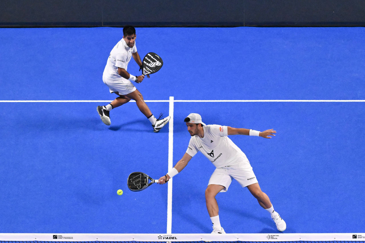 Padel match - BNL Italy Major Premier Padel Federico Chingotto and Alejandro Galan during the Final of the BNL Italy Major Premier Padel at Foro Italico in Rome, Italy on July 23th, 2024 Rome Italy PUBLICATIONxNOTxINxFRAxUK Copyright: xIPAxSport/ABACAx