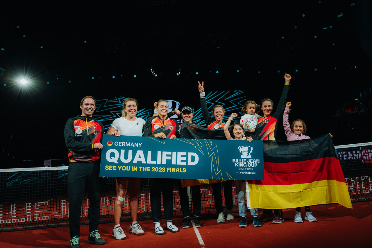 Billie Jean King Cup 2023 in Stuttgart mit dem DTB. (Deutscher Tennis Bund)15.04.2023Abdruck+jede Verwendung ohne Zustimmung vom DTB oder Philipp Reinhard ist untersagt.