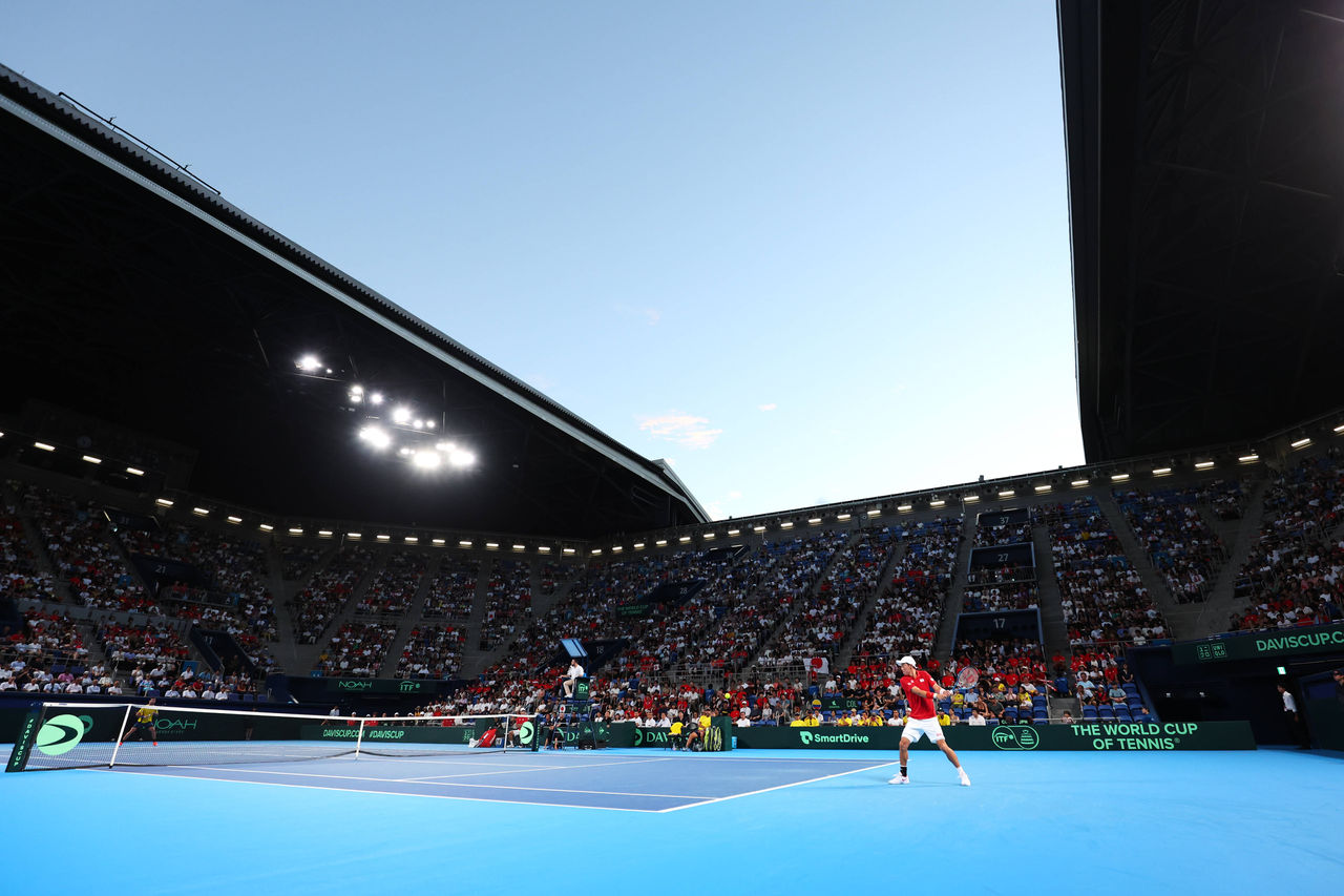 Kei Nishikori JPN, SEPTEMBER 14, 2024 - Tennis : 2024 Davis Cup world group first round match between Japan and Colombia, Singles match 2 at Ariake Coliseum, Tokyo, Japan. NoxThirdxPartyxSales PUBLICATIONxNOTxINxJPN 266473982